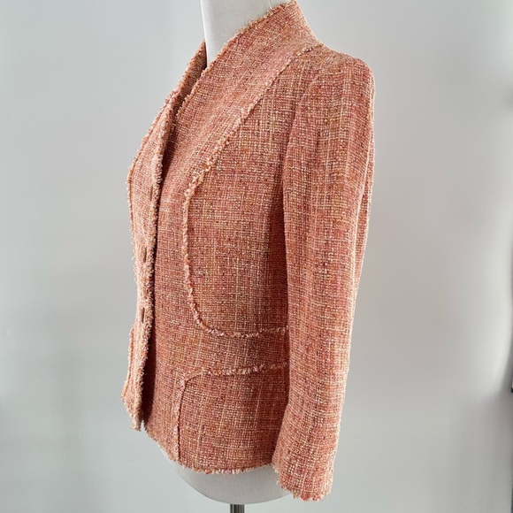 Kasper womens blazer size 2p coral tweed old money - Picture 8 of 11